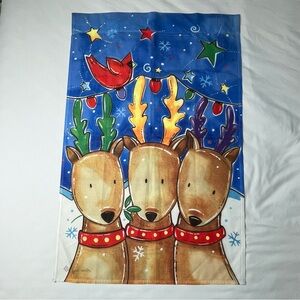 Toland Home Garden Decorative Flag Christmas- 3 Reindeer & a Cardinal